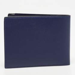 Cartier Blue Leather Must De Cartier 6CC Bifold Wallet