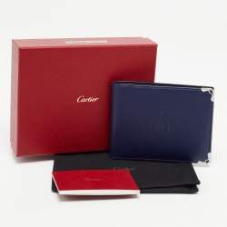 Cartier Blue Leather Must De Cartier 6CC Bifold Wallet