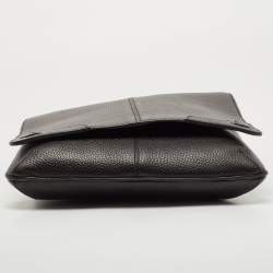 Cartier Black Leather Flap Messenger Bag