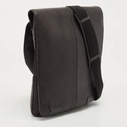 Cartier Black Leather Flap Messenger Bag