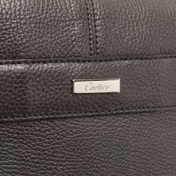 Cartier Black Leather Flap Messenger Bag