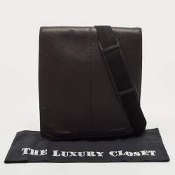 Cartier Black Leather Flap Messenger Bag