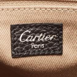 Cartier Black Leather Flap Messenger Bag