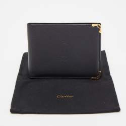 Pre Owned Cartier Black Leather Must de Cartier Bifold Wallet