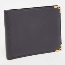 Pre Owned Cartier Black Leather Must de Cartier Bifold Wallet