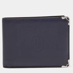 Pre Owned Cartier Navy Blue Leather Must de Cartier Bifold Wallet