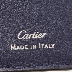 Pre Owned Cartier Navy Blue Leather Must de Cartier Bifold Wallet
