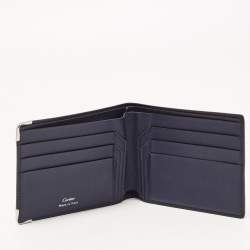 Pre Owned Cartier Navy Blue Leather Must de Cartier Bifold Wallet
