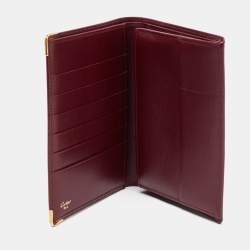 Pre Owned Cartier Burgundy Leather Must de Cartier Bifold Card Holder