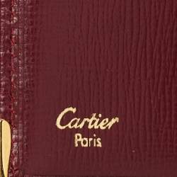 Pre Owned Cartier Burgundy Leather Must de Cartier Bifold Card Holder