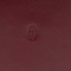 Pre Owned Cartier Burgundy Leather Must de Cartier Bifold Card Holder