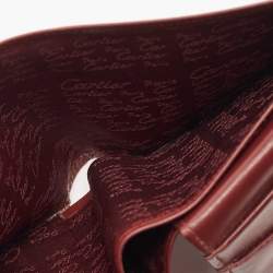 Pre Owned Cartier Burgundy Leather Must De Cartier Bifold Wallet