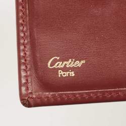 Pre Owned Cartier Burgundy Leather Must De Cartier Bifold Wallet
