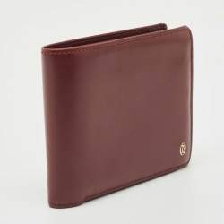 Pre Owned Cartier Burgundy Leather Must De Cartier Bifold Wallet