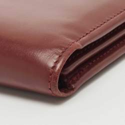 Pre Owned Cartier Burgundy Leather Must De Cartier Bifold Wallet