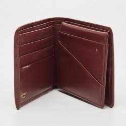 Pre Owned Cartier Burgundy Leather Must De Cartier Bifold Wallet