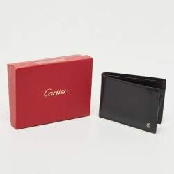 Pre Owned Cartier Black Leather Must de Cartier Bifold Wallet
