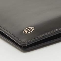 Pre Owned Cartier Black Leather Must de Cartier Bifold Wallet