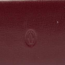 Pre Owned Cartier Burgundy Leather Must de Cartier Card Case