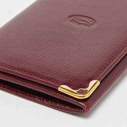 Pre Owned Cartier Burgundy Leather Must de Cartier Card Case