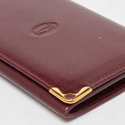 Pre Owned Cartier Burgundy Leather Must de Cartier Card Case