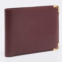 Pre Owned Cartier Burgundy Leather Must De Cartier 6CC Bifold Wallet