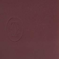 Pre Owned Cartier Burgundy Leather Must De Cartier 6CC Bifold Wallet