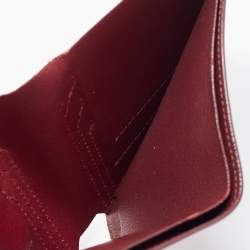 Pre Owned Cartier Burgundy Leather Must De Cartier 6CC Bifold Wallet
