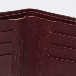 Pre Owned Cartier Burgundy Leather Must De Cartier 6CC Bifold Wallet