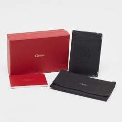 Pre Owned Cartier Black Leather Must De Cartier Card Holder
