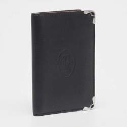 Pre Owned Cartier Black Leather Must De Cartier Card Holder