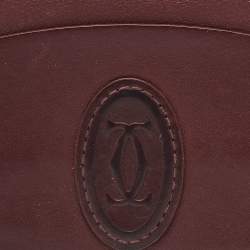 Pre Owned Cartier Burgundy Leather Must de Cartier Card Holder