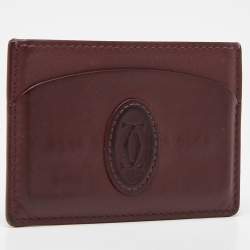 Pre Owned Cartier Burgundy Leather Must de Cartier Card Holder