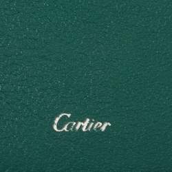 Pre Owned Cartier Green Leather Must De Cartier 6CC Bifold Wallet