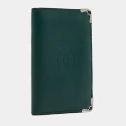 Pre Owned Cartier Green Leather Must de Cartier 6CC Card Holder