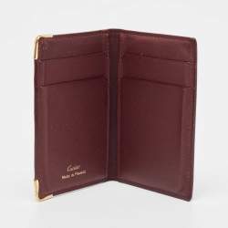 Pre Owned Cartier Burgundy Leather Must de Cartier Bifold Card Holder