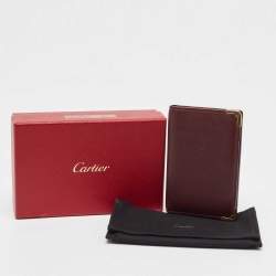 Pre Owned Cartier Burgundy Leather Must de Cartier Bifold Card Holder