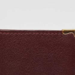 Pre Owned Cartier Burgundy Leather Must de Cartier Bifold Card Holder