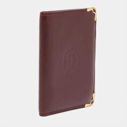 Pre Owned Cartier Burgundy Leather Must de Cartier Bifold Card Holder