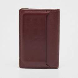Pre Owned Cartier Burgundy Leather Must de Cartier Bifold Card Holder