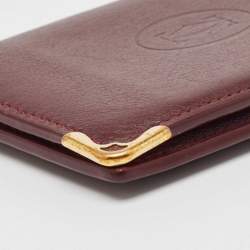 Pre Owned Cartier Burgundy Leather Must de Cartier Bifold Card Holder