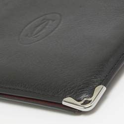 Pre Owned Cartier Black Leather Must De Cartier Bifold Wallet