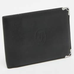 Pre Owned Cartier Black Leather Must De Cartier Bifold Wallet