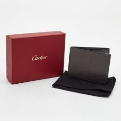 Pre Owned Cartier Two Tone Grey Leather Must De Cartier Bifold Wallet