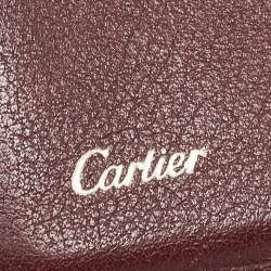 Pre Owned Cartier Burgundy Leather Must De Cartier Bifold Card Holder