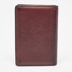 Pre Owned Cartier Burgundy Leather Must De Cartier Bifold Card Holder