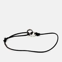 Pre Owned Cartier Love Ceramic Diamonds 18k Three Tone Gold Adjustable Cord Bracelet