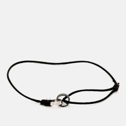 Pre Owned Cartier Love Ceramic Diamonds 18k Three Tone Gold Adjustable Cord Bracelet