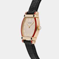 Pre Owned Cartier Silver 18k Yellow Gold Tortue WA501531 Quartz Men's Wristwatch 26 mm