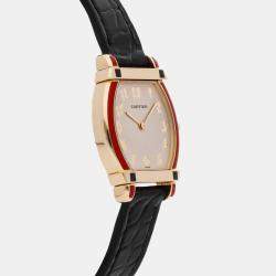 Pre Owned Cartier Silver 18k Yellow Gold Tortue WA501531 Quartz Men's Wristwatch 26 mm
